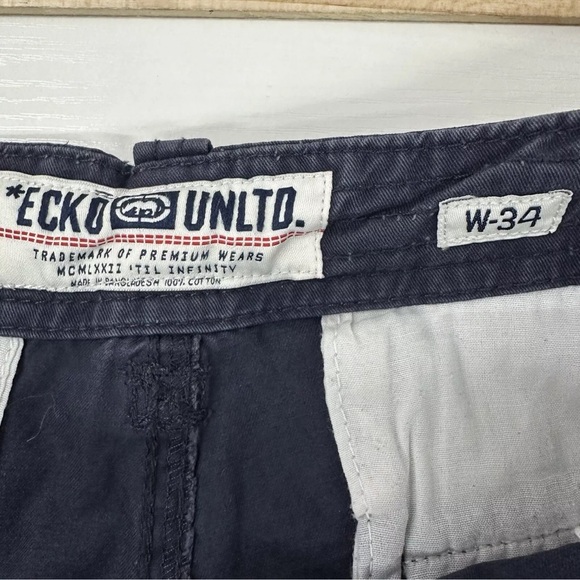 Ecko Unltd Navy Blue Men's 12.5” Inseam Size 34 Cargo Shorts 100% Cotton - Picture 6 of 8